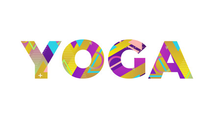 Yoga Concept Retro Colorful Word Art Illustration