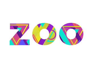 Zoo Concept Retro Colorful Word Art Illustration