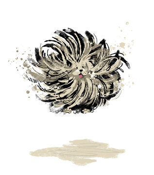 happy runnung playful puli dog illustration