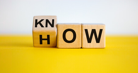 Know how and business concept. Turned cube and changed the word 'how' to 'know'. Beautiful yellow...