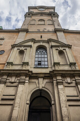 Fototapeta premium The Great Church (Storkyrkan) or Church of St. Nicholas (Sankt Nikolai Kyrka) - XIII century Church, important example of Swedish Brick Gothic, oldest church in Gamla stan. Stockholm, Sweden.