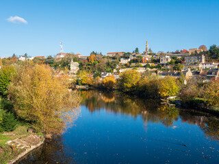 Cityscape of Poitiers, a city located in west-central France. It is a commune and the capital of the Vienne department and the historical centre of Poitou. Vienne river.