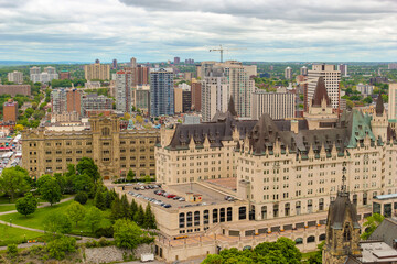 Fototapeta na wymiar Ottawa cityscape in a cloudy summer day, Ontario, Canada