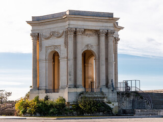 View on the old Peyrou water tower, in the Peyrou promenade, also called Peyrou royal square. Located in Montpellier, in the south of France.