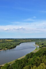 Fototapeta na wymiar Kazimierz Dolny, popular tourist destination in Poland. View from the Tower of the Castle on the Vistula river.