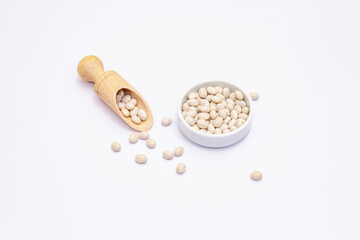 Dry white beans isolated on white background