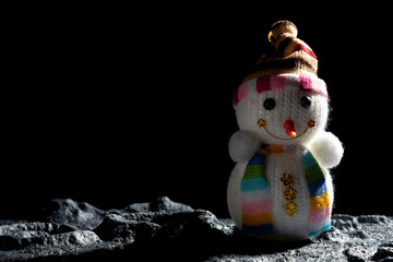 snowman on a planet with craters