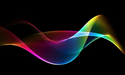 Abstract colourful wave on a black background	
