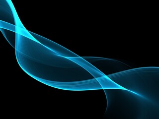 Abstract blue wave on black background	