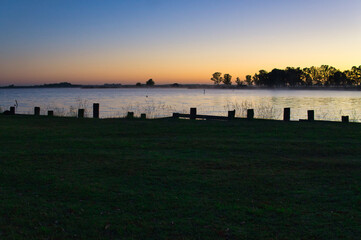 Sunrise beside Lobos lake, Buenos Aires. Taken in a spring morning from the shore  