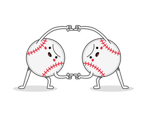 Cute baseball ball cartoon character
