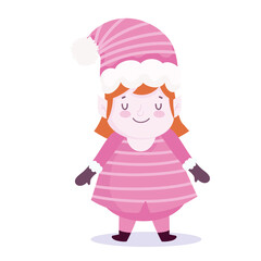 merry christmas, female helper with hat cartoon icon design