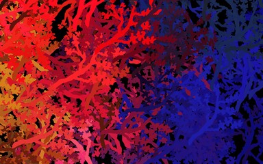 Dark Multicolor vector doodle pattern with trees, branches.