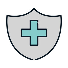 Obraz premium health medical shield cross protection line and fill