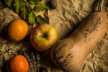 still life with fruits and vegetables