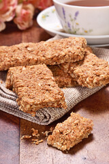 Close up of crunchy granola bars   