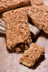Close up of crunchy granola bars   