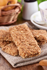 Close up of crunchy granola bars   