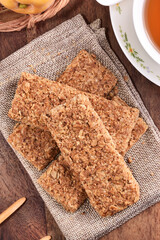 Close up of crunchy granola bars   