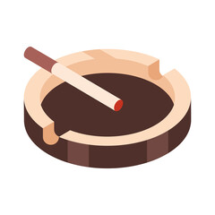 lit cigarette is in the ashtray icon isometric
