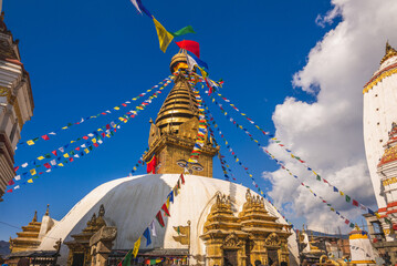 Swayambhunath, aka monkey temple, in kathmandu, nepal - obrazy, fototapety, plakaty