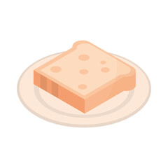 slice bread in plate breakfast icon white background