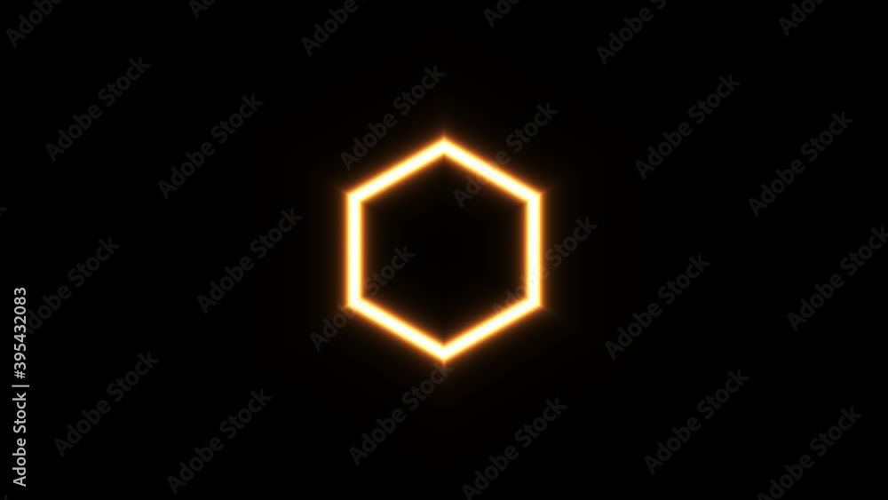 Aufkleber pulsing cube hexagon glow orange box shape
