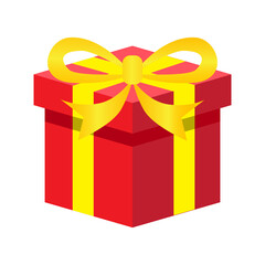vector design red gift box icon with yellow ribbon. used for brochure and poster banner templates