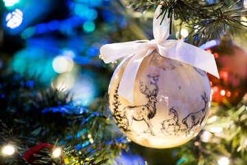 christmas tree decorations on a tree