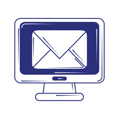 social media computer email marketing blue line fill style