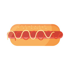 hot dog fast food menu in cartoon flat icon