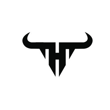 abstract letter h p l triangle bull head black logo