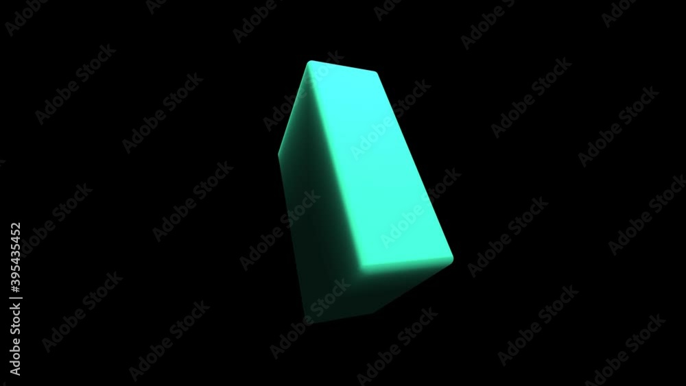 Poster tumbling slow rotating oblong rectangular cuboid