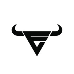 abstract letter e v triangle bull head black logo