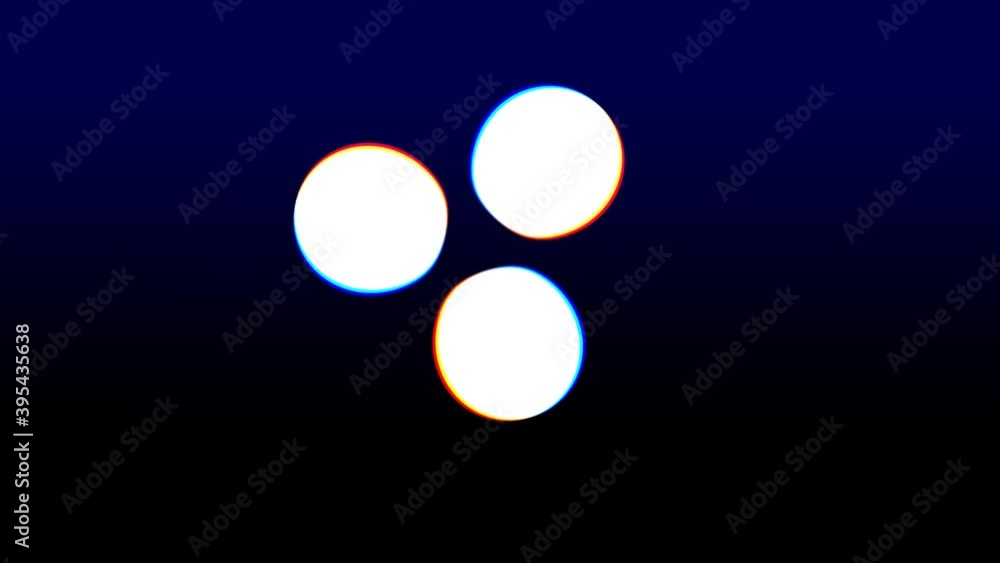 Aufkleber three triplet of rotating balls with color soft edges moving
