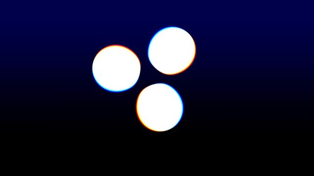 Three Triplet of Rotating Balls With Color Soft Edges Moving