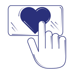 Fototapeta premium social media click like heart blue line fill style