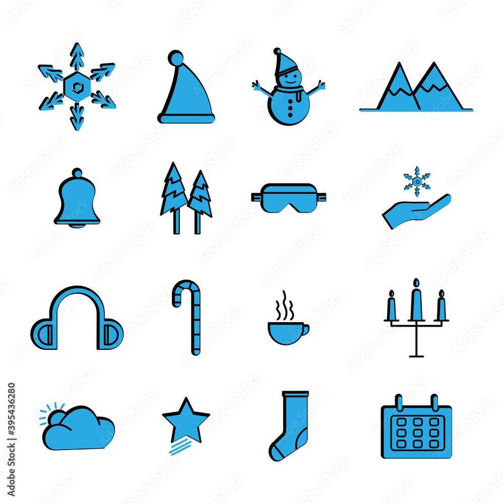 Poster winter flat icon set. simple design editable. design template vector