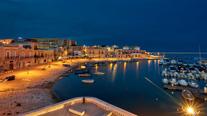 Old Harbor Of Bisceglie At Night Puglia Apulia Italy