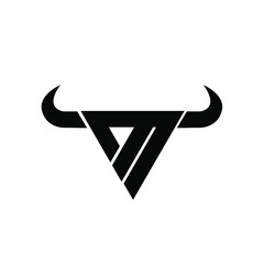 abstract letter m 3  triangle bull head black logo 