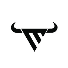 abstract letter m 3  triangle bull head black logo 