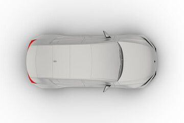 Self Driving, Autonomous, Electric Vehicle, Generic White Sedan Isolated Against White. 3D Rendering.