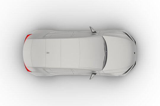 Self Driving, Autonomous, Electric Vehicle, Generic White Sedan Isolated Against White. 3D Rendering.