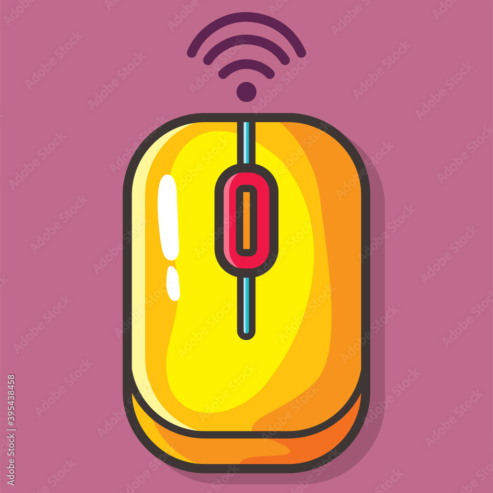 Wall mural wireless mouse electronic device vector illustration in flat style