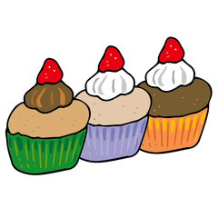 カップケーキ　並べる　3つ