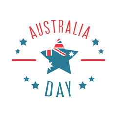 Obraz na płótnie Canvas australia day, lettering and flag in star card