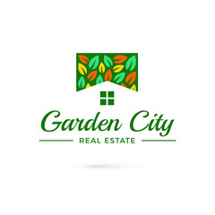 Garden city logo concept. Real estate, house vector