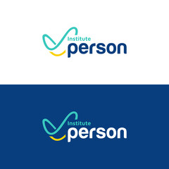 Person institute vector logo. Abstract line elements - obrazy, fototapety, plakaty
