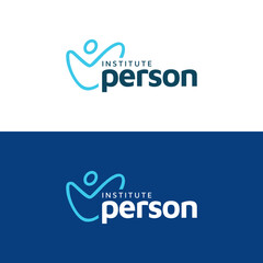 Person institute vector logo. Abstract people design - obrazy, fototapety, plakaty