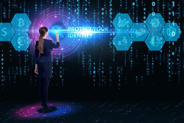 Business, Technology, Internet and network concept. Young businessman working on a virtual screen...
